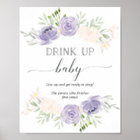 Drink Up Pastel Purple Bottle Baby Shower Game