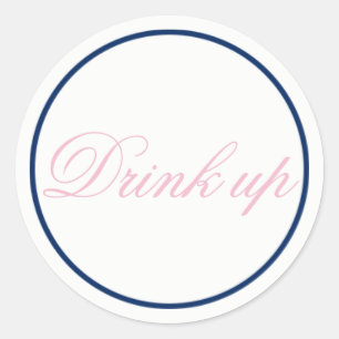 Drink Up Wedding Sticker Blush Pink/Navy