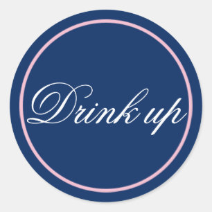 Drink Up Wedding Sticker Blush Pink/Navy