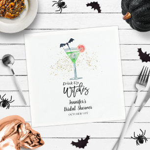 Drink Up Whitches Halloween Cocktail Bridal Shower Napkin