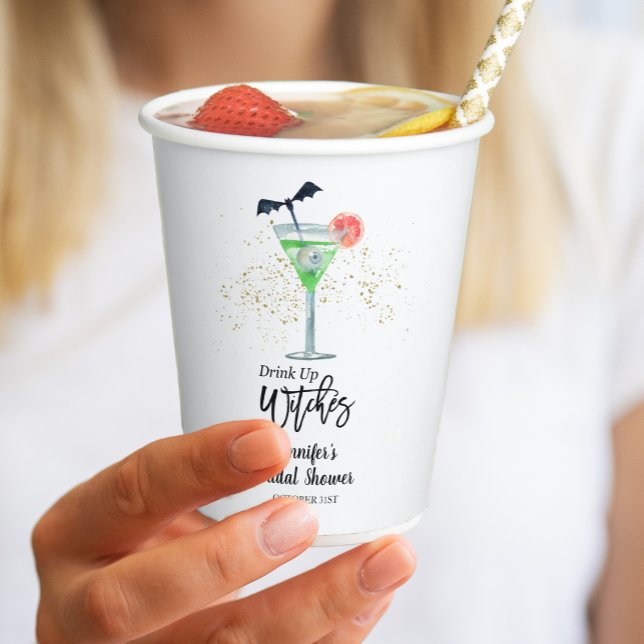 Drink Up Whitches Halloween Cocktail Bridal Shower Paper Cups (Creator Uploaded)