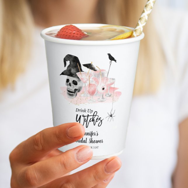 Drink Up Whitches Pink Cocktail Bridal Shower Paper Cups (Creator Uploaded)