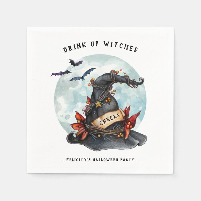 Drink Up Witches | Adult Halloween Party Napkin (Front)