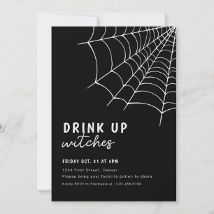 Drink Up Witches Black Halloween Party Invitation