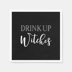 Drink Up Witches Black & White Halloween Napkins