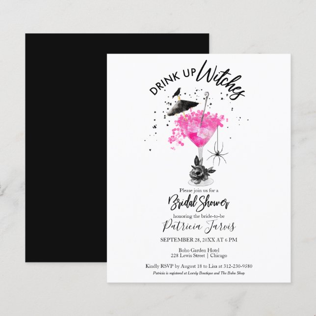 Drink up Witches Bridal Shower Budget Invitations (Front/Back)