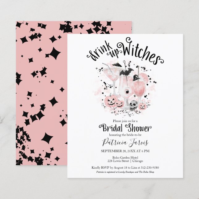 Drink up Witches Bridal Shower Budget Invitations (Front/Back)