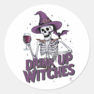 DRINK UP WITCHES CLASSIC ROUND STICKER