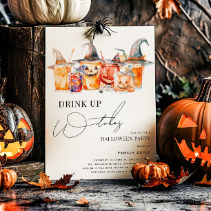 'Drink Up Witches' Cocktail Adult Halloween Party Invitation
