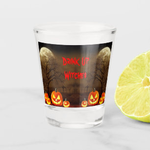 Drink Up Witches Creepy Halloween Graveyard Shot Glass