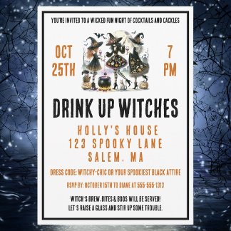 Drink Up Witches Girls’ Night Halloween Invitation