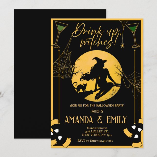 Drink up, Witches Girls Night Party Halloween  Invitation (Front/Back)