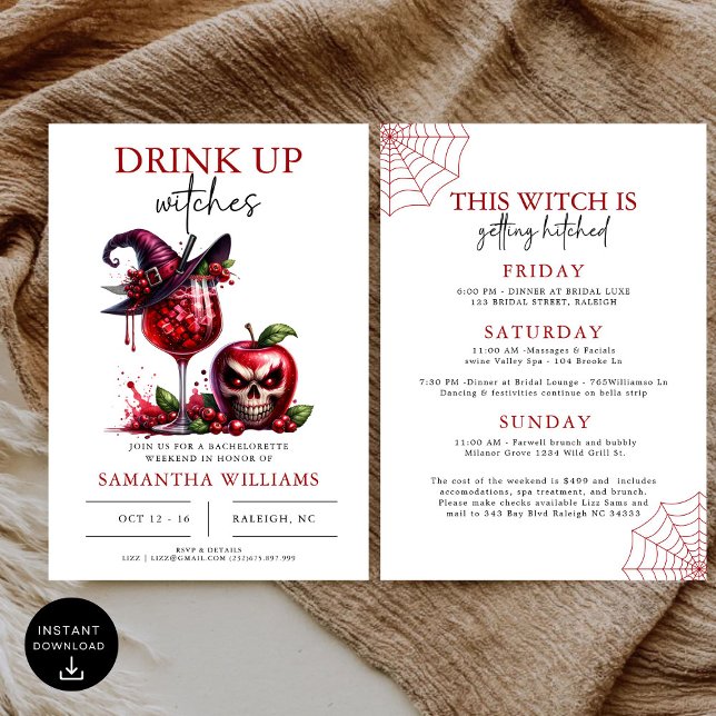 Drink Up Witches Gothic  Bachelorette Party  Invitation (Creator Uploaded)