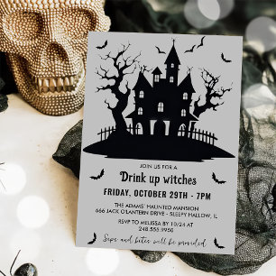 Drink up witches Grey Halloween Party  Invitation