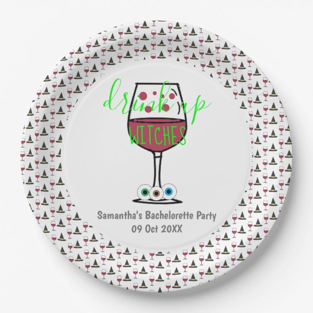 Drink Up Witches Halloween Bachelorette Paper Plate (Front)