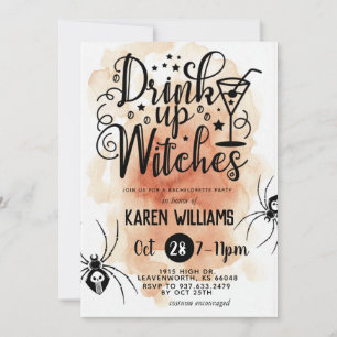 Drink Up Witches Halloween Bachelorette Party Invitation