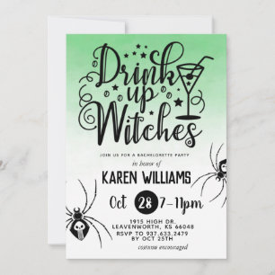 Drink Up Witches Halloween Bachelorette Party Invitation