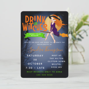 drink up witches halloween bachelorette party invitation