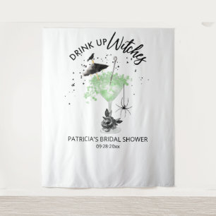 Drink up Witches Halloween Bridal Shower Backdrop Tapestry