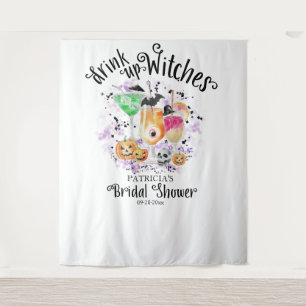 Drink up Witches Halloween Bridal Shower Backdrop Tapestry