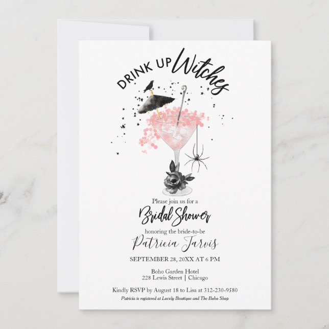 Drink up Witches Halloween Bridal Shower Invitatio Invitation (Front)