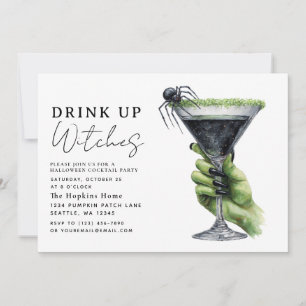 Drink Up Witches Halloween Cocktail Party Invitation