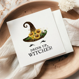 Drink Up Witches Halloween Sunflower Witch Hat Napkin