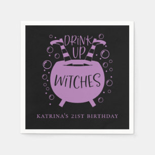 Drink Up Witches Halloween Theme Birthday Napkin