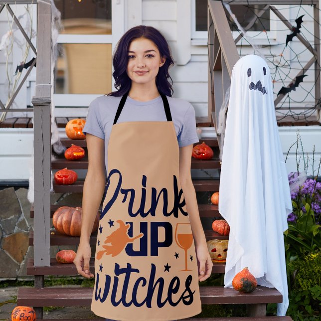 Drink up Witches Happy Halloween orange  Apron (Drink up Witches Happy Halloween orange Apron)