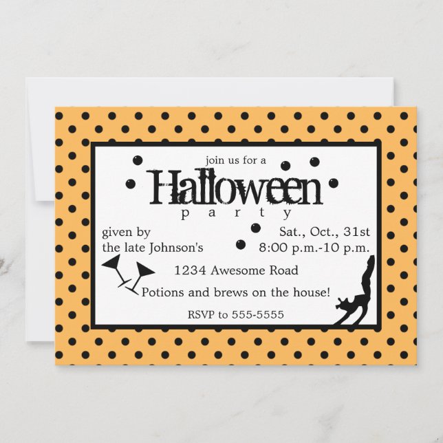 Drink Up Witches Polka Dot Halloween Invitation (Front)