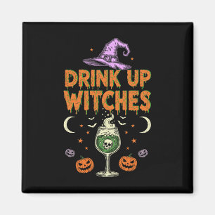 Drink Up Witches Purple Hat Funny Halloween Men Wo Magnet