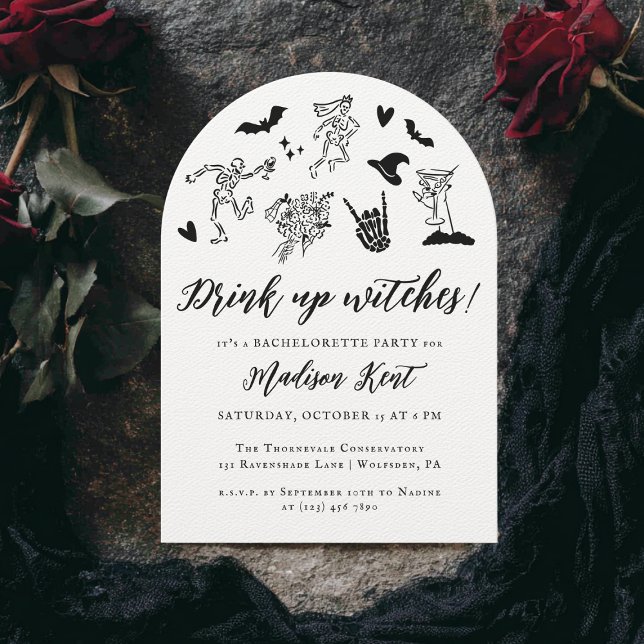Drink up Witches! Spooky Whimsical Bachelorette Invitation (Creator Uploaded)