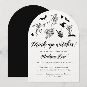 Drink up Witches! Spooky Whimsical Bridal Shower Invitation