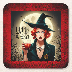 Drink Up Witches Square Paper Coaster