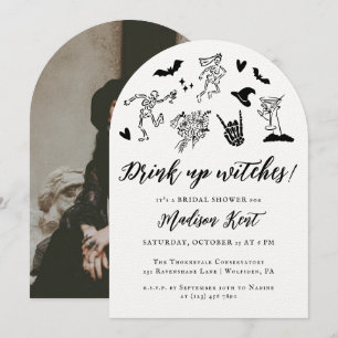 Drink up Witches! Whimsical Bridal Shower Photo Invitation
