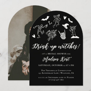Drink up Witches! Whimsical Bridal Shower Photo Invitation