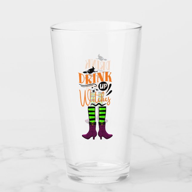 Drink Up Witches - Witches Legs Glass (Front)
