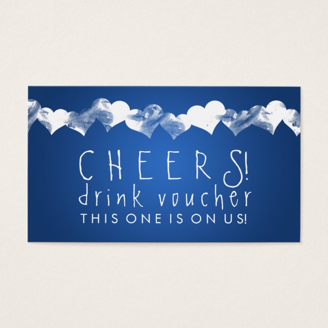 Drink Voucher Grunge Hearts Blue (Front)