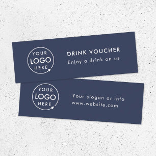 Drink Voucher   Navy Blue Corporate Logo Card