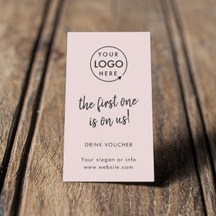 Drink Voucher   Pink Logo Company Party Event Card