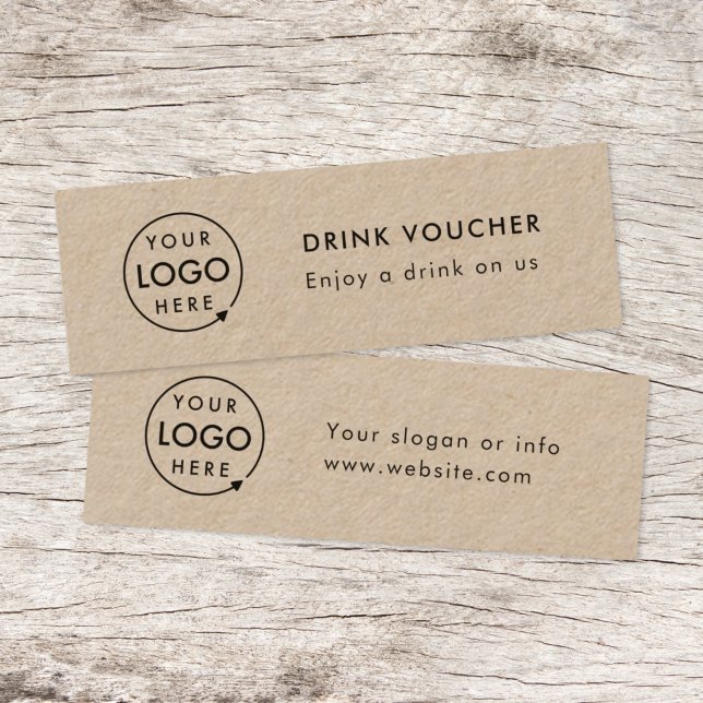 Drink Voucher | Rustic Kraft Corporate Logo Card (Creator Uploaded)