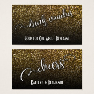 Drink Vouchers on Gold Faux Glitter & Black Ombre