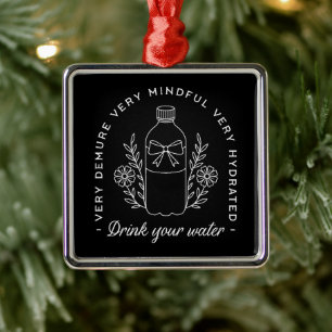 Drink water hydrate girl reminder funny black metal tree decoration
