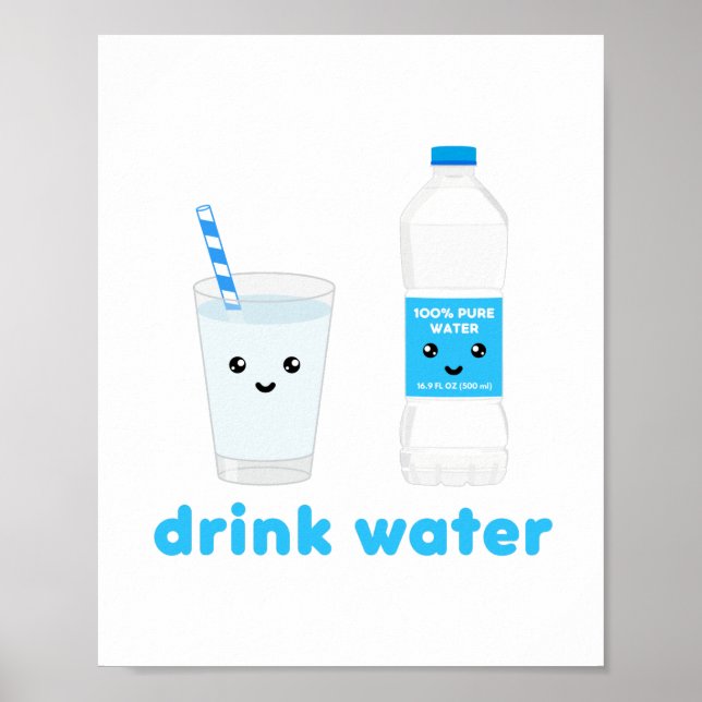 Drink water - Kawaii design Poster (Front)