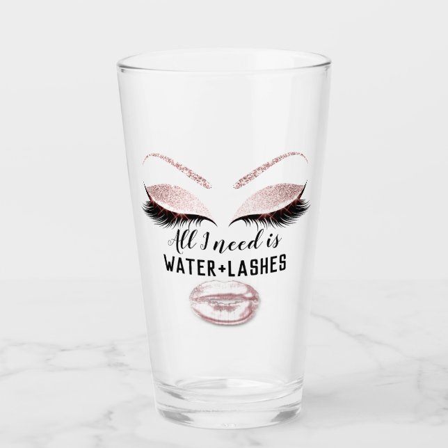 Drink Water Makeup Artist Eyelash Pink Lips Glass (Front)