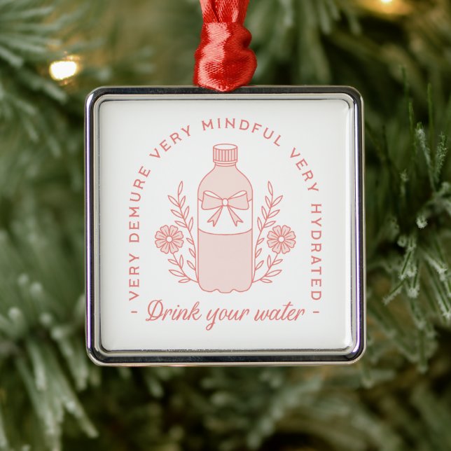 Drink water reminder preppy demure pink aesthetic metal tree decoration (Tree)