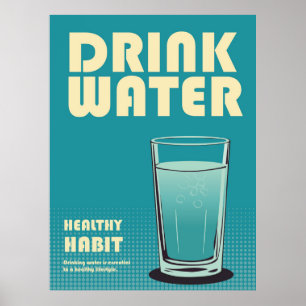 Drink Water Slogan Bauhaus Pop Art Style Design Poster