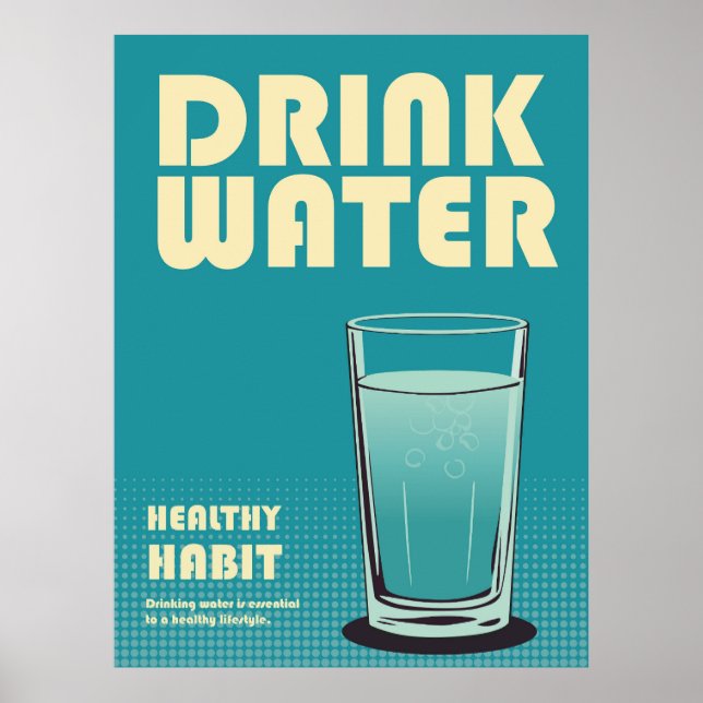 Drink Water Slogan Bauhaus Pop Art Style Design Poster (Front)