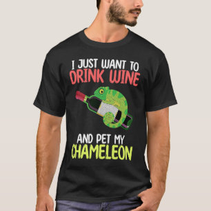 Drink Wine And Pet Chameleon Reptiles  Owner Graph T-Shirt