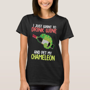 Drink Wine And Pet Chameleon Reptiles Owner Graph T-Shirt